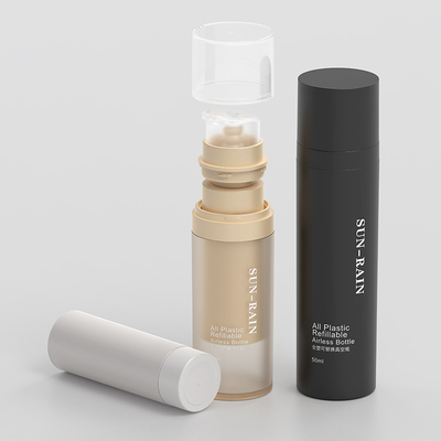 30 มิลลิลิตร 50 มิลลิลิตร ปั๊ม PET Packaging Cosmetic Replaceable Refillable PET Double Wall Face Cream กระป๋อง