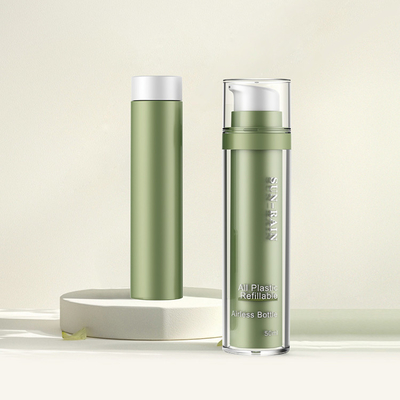 30 มิลลิลิตร 50 มิลลิลิตร ปั๊ม PET Packaging Cosmetic Replaceable Refillable PET Double Wall Face Cream กระป๋อง